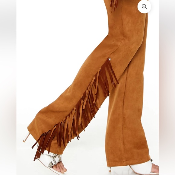 FAUX SUEDE FRINGE AND RHINESTONE WESTERN FLARE PANTS SIZE XS NWT - Picture 2 of 10